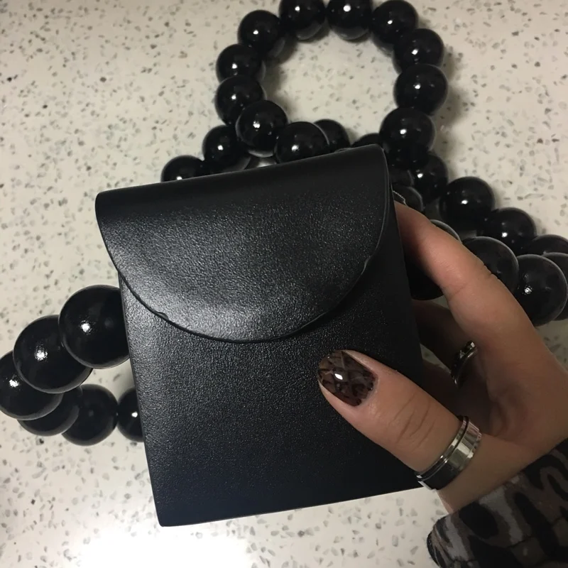 Beaded totes handbag women Bamboo wood pearls chains bag vintage stylish mini luxury brand shoulder bag 2018 new beige black Beaded totes handbag women Bamboo wood pearls chains bag vintage stylish mini luxury brand shoulder bag 2018 new beige black