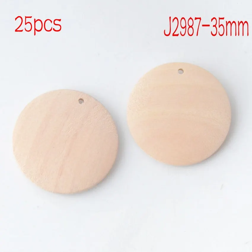 Натуральная деревянная Шарм-подвеска Круглая для изготовления ювелирных изделий J2987 - Окраска металла: 35mm