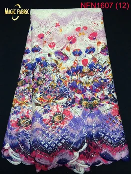 

New fashion African cord lace for party!colorful French lace fabric!guipure lace for wedding dress NFN1607-12