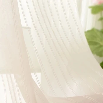 

Linen stripe white solid color plain quality voile/sheer panels curtain customize bay window screening blind all-match curtains