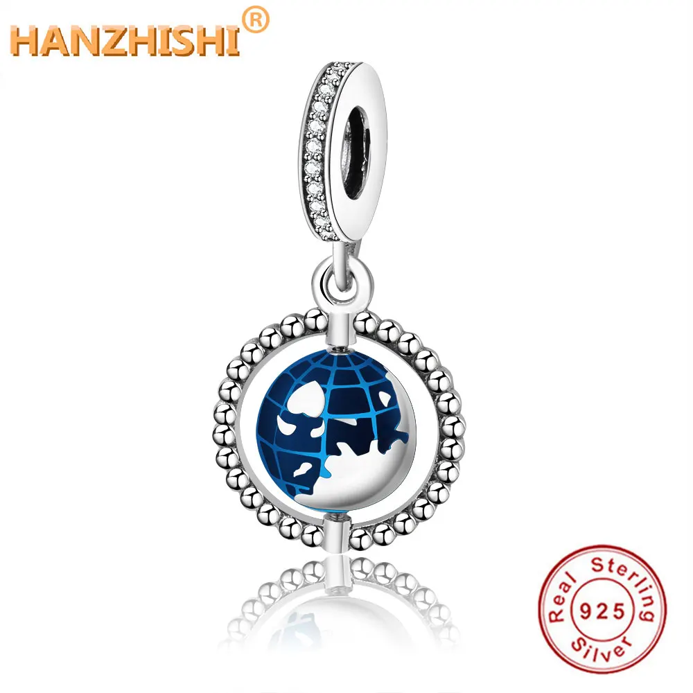 

2019 Summer Collection 925 Sterling Silver Spinning Globe Dangle Charm Beads Fits Original Pandora Charm Bracelets DIY Jewelry