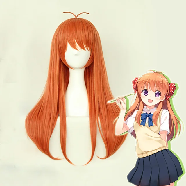 Bybrana 70CM Long Straight Hair Orange Wig Anime Wig Halloween Costumes