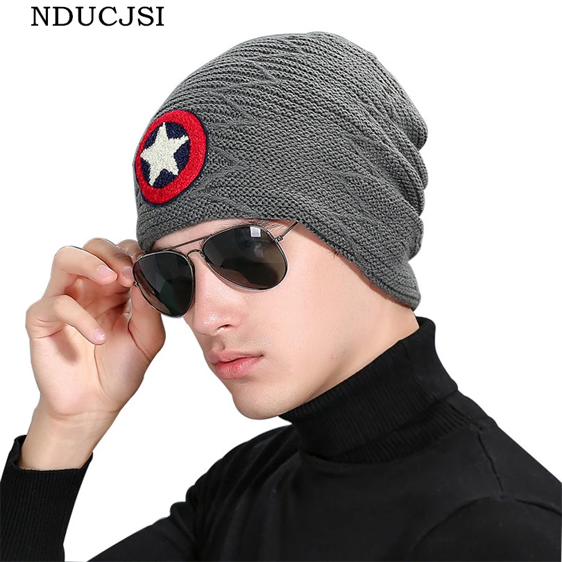 2016 Design Beanies Men Warm Winter Skullies Star Knitted Hats
