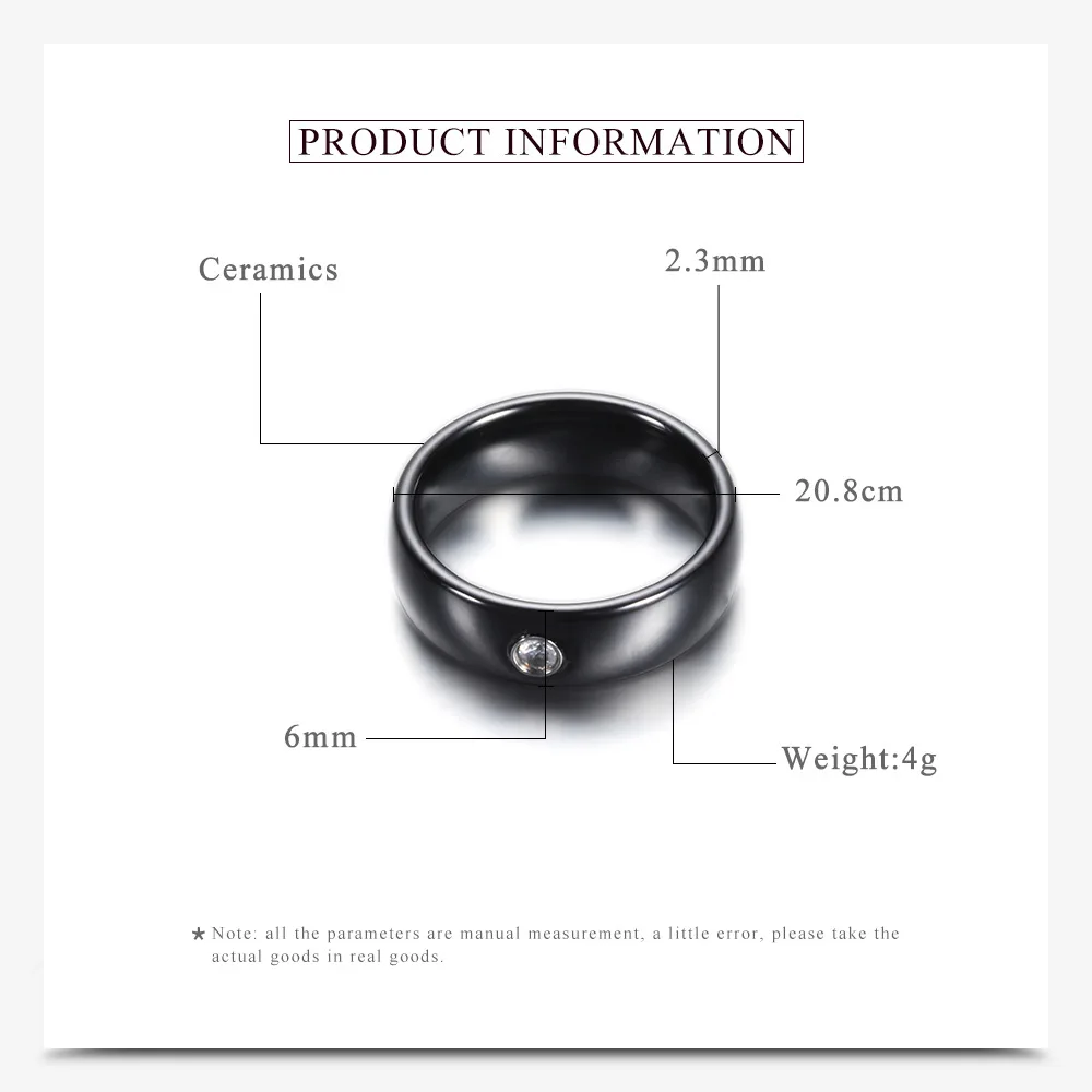 3mm Wide Smooth white/black Ceramic Rings Wedding party jewelry Women Rings Dropshipping
