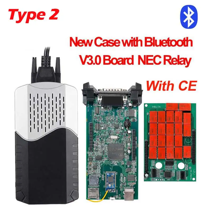 Инструмент CDP TCS V3.0 NEC Реле GEZ OBD2 Bluetooth USB сканер R3 keygen,00 keygen для автомобилей грузовиков OBDII диагностический инструмент - Цвет: type2 New case BT