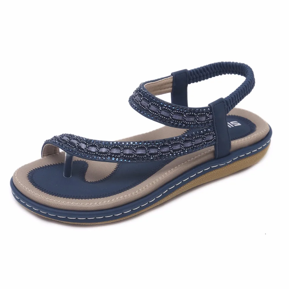 

Apricot/Blue/Black Color Women Flat With Sandals Shoes Crystal Solid Sweet Casual Sandals Shoes Free Shipping