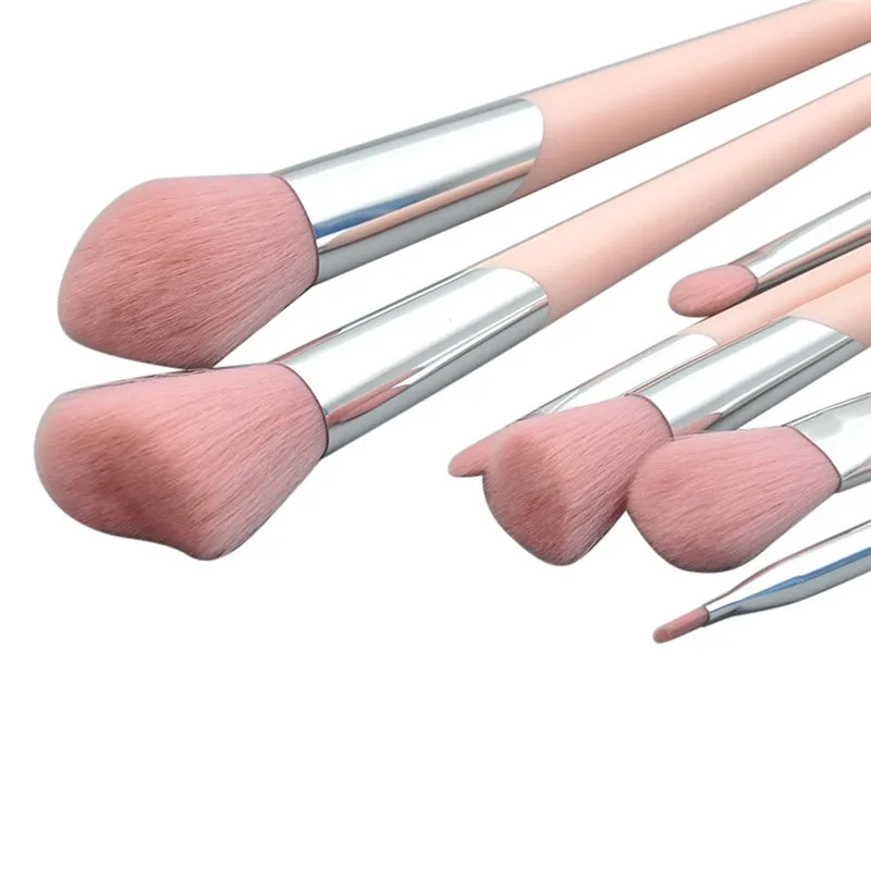 7 Pcs Bevel Mouth Tube Plastic Handle Powder eye brush makeup brush Set Makeup Tool 121#Xu6