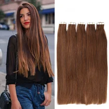 Brazilian Virgin Tape In Human Hair Extensions Straight 20pcs/lot PU Skin Weft Hair Extensions Type Hair Pieces