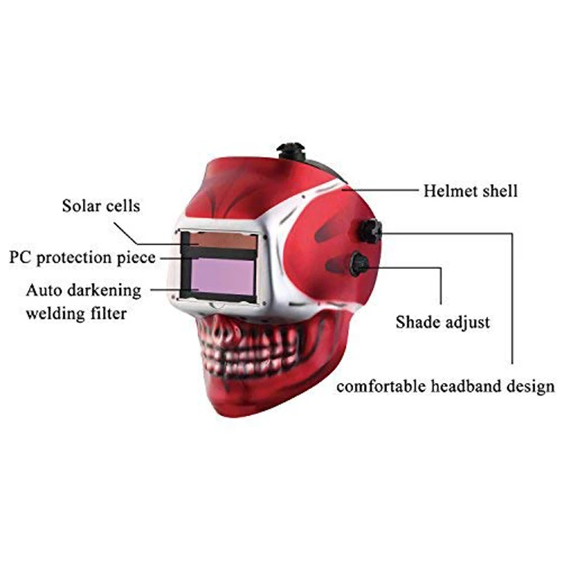 Солнечная Сварочная маска с автоматическим/сварочный шлем/крышка сварщика/маска для лица для Tig Mig Mma Mag сварочное оборудование(красный череп