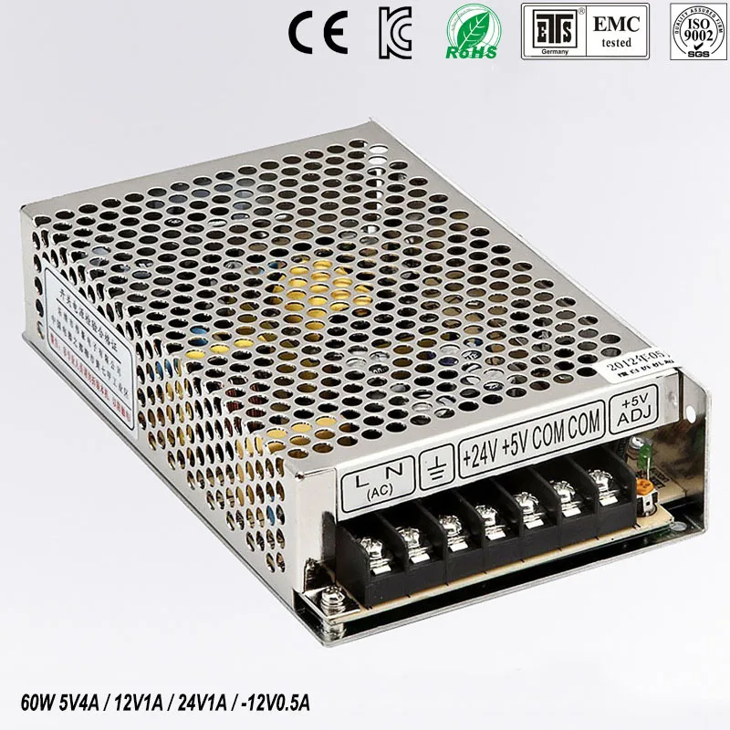

quad output power supply 60W 5V 12V -24V -12V power suply Q-60D Amultiple output ac/dc power supply