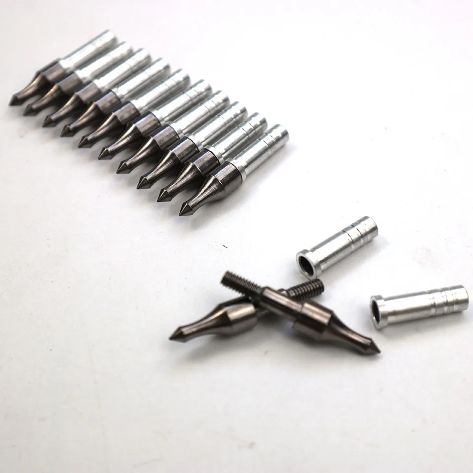 

12/24/36/50/100pc Target Point 100 Grain Arrow Tip Archery Broadhead Arrow Head With Aluminum Insert Fit ID6.2 Arrow Shaft