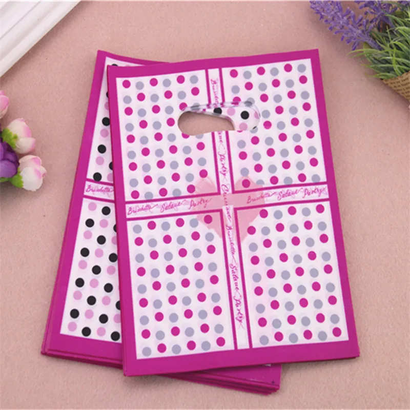 2016 New Style Wholesale 100pcs/lot 15*20cm Birthday Packaging Bags With Small Black Dot Plastic Shopping Bags