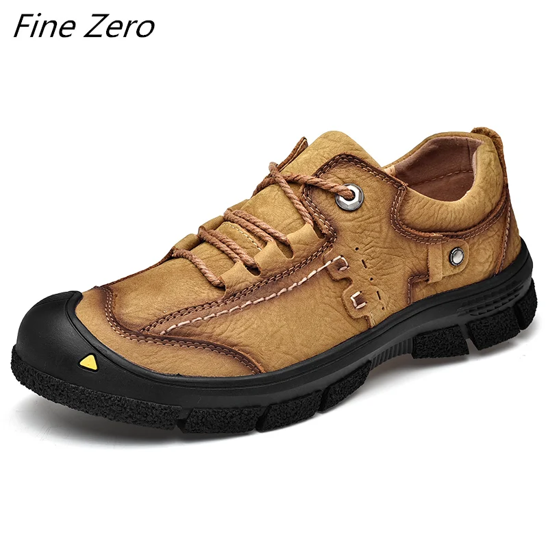 Men's Waterproof Hiking Shoes Travel Shoes Outdoor Non-slip Wear Hunting Sneakers Genuine Leather Trekking Climbing Sports Shoes