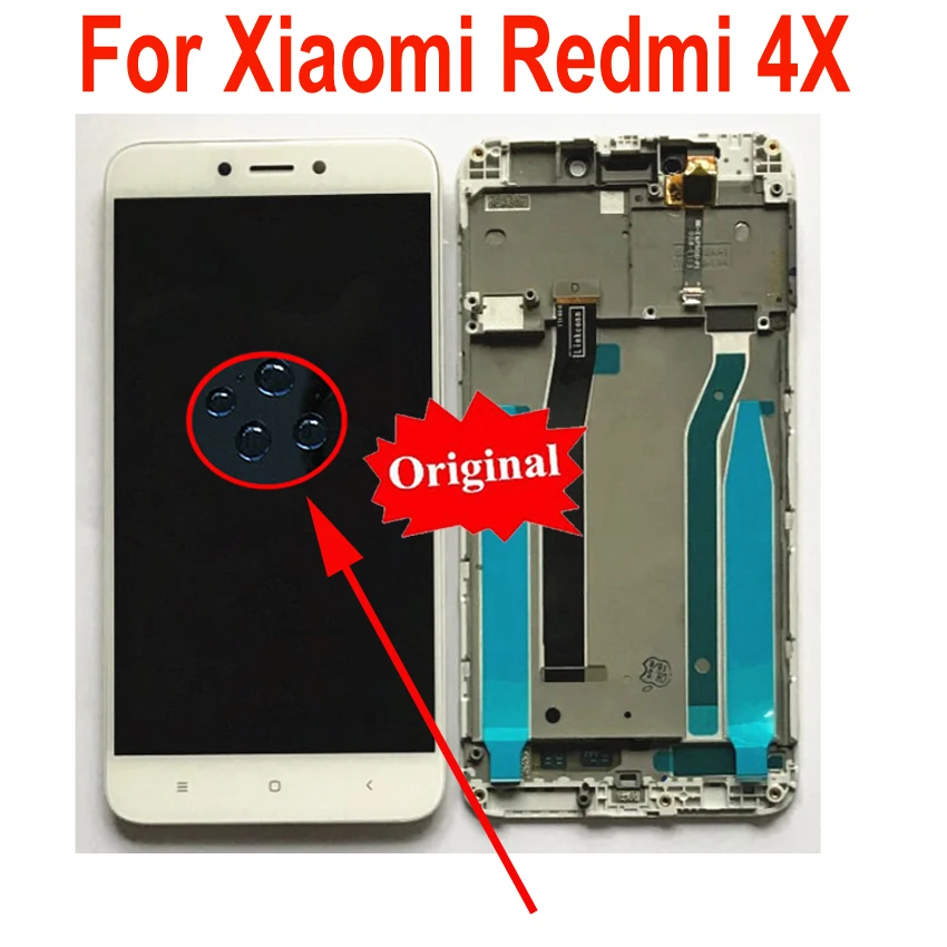 Online Original mejor trabajo de vidrio Sensor de pantalla LCD con panel táctil digitalizador montaje con marco para Xiaomi Redmi 4X piezas de teléfono