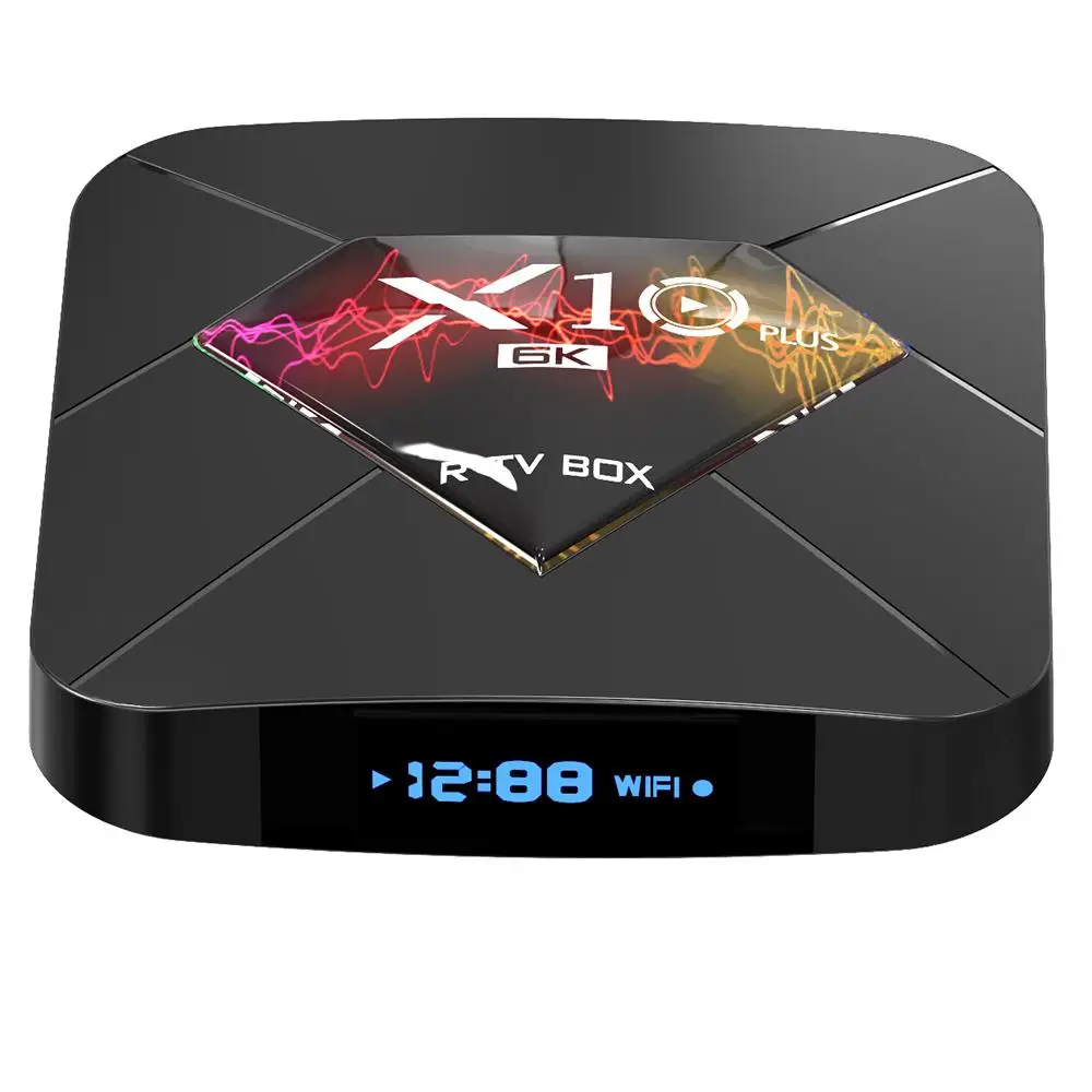 LEORY Smart TV Box X10 Plus Allwinner H6 Android 9.0 4GB RAM 32GB ROM 2.4G WIFI USB3.0 H.265 6K LCD Digital display BOX