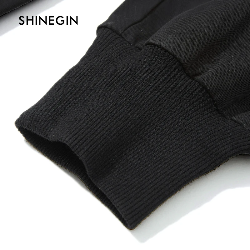 SHINEGIN Side Eye-splice Tape Hip Hop Sweat Pants Multi Pockets Trousers Sweatpants Streetwear Men Joggers Track Cargo Pants