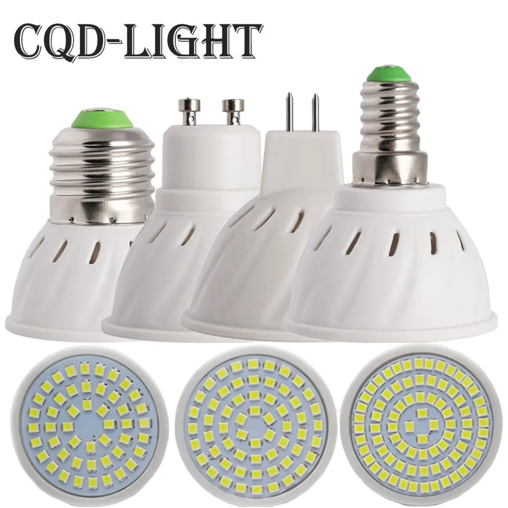 CQD-LIGHT E27 E14 MR16 GU10 lámpara de bombilla LED 110 V 220 V Bombillas LED de la lámpara del proyector 48 60 80 LED 2835SMD Lampara de luz