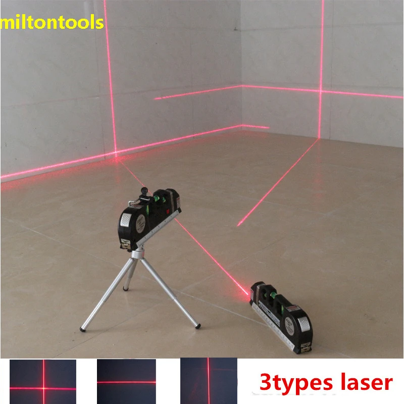 

4 in 1 Accurate Multipurpose Laser Level Lever with tripod Cross Projects Horizontal Vertical Laser Light Beam Measure Tape