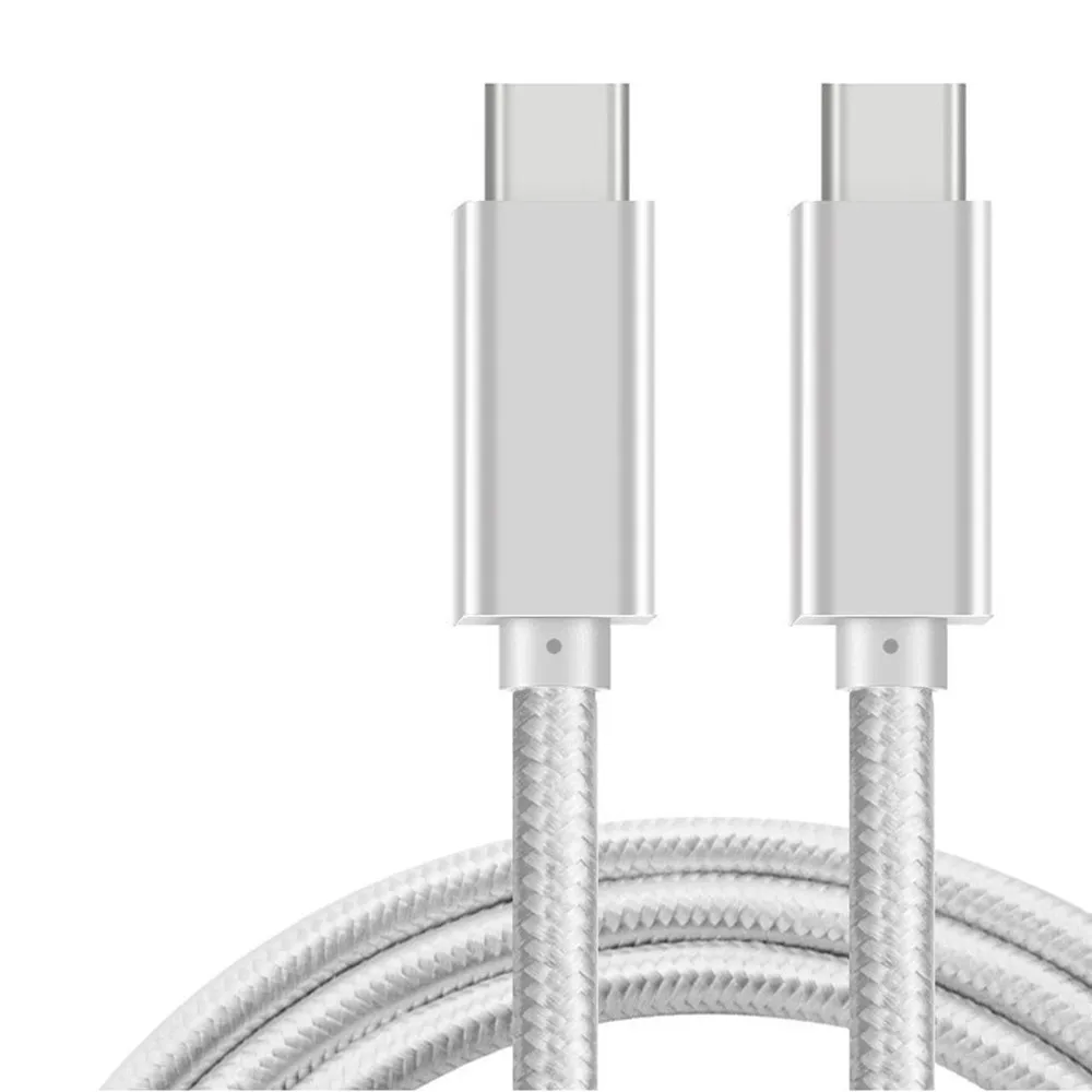 Кабель USB 3,1 type c PD 100W 5A Быстрая зарядка USB C к USB C кабель Thunderbolt 3 для Macbook Pro для samsung S9 S10 huawei P30 - Цвет: Серебристый