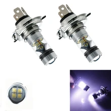2 pces 100w h4 lâmpada led 20 smd carro luz de nevoeiro 12v ~ 24v 360 graus luz branca 6000 k acessórios eletrônicos do carro