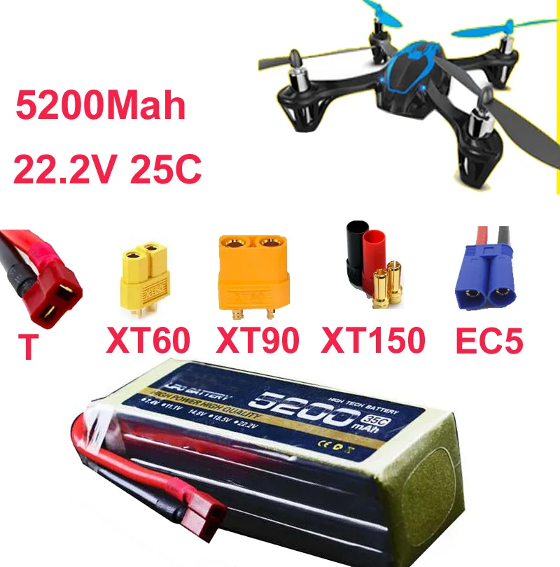 high rate battery 6s 25c 22.2v 5200mah aeromodeling battery drone li-poly battery 25C low resistance rechargeable fpv battery