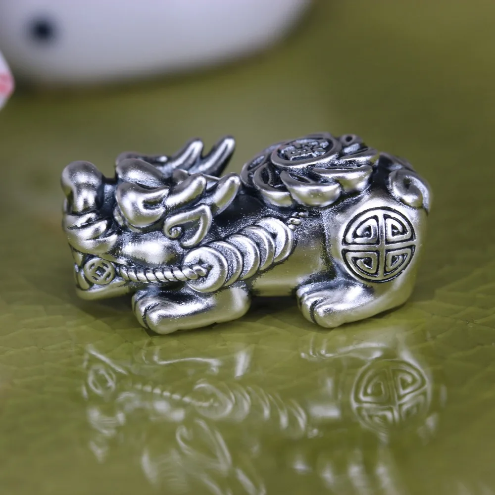 3D 999 серебряные бусины Fengshui Pixiu из твердого чистого серебра Lucky Beast ювелирные бусины DIY браслет Piyao бусины мощные для богатства
