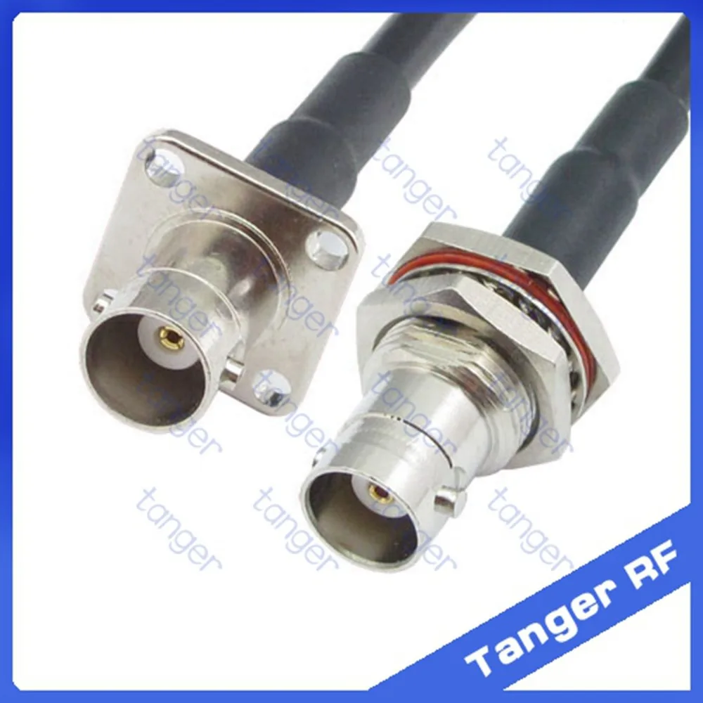 

BNC female jack 4four hole panel to BNC female jack front with nut straight RF RG58 Pigtail Jumper Coaxial Cable 20inch 50cm