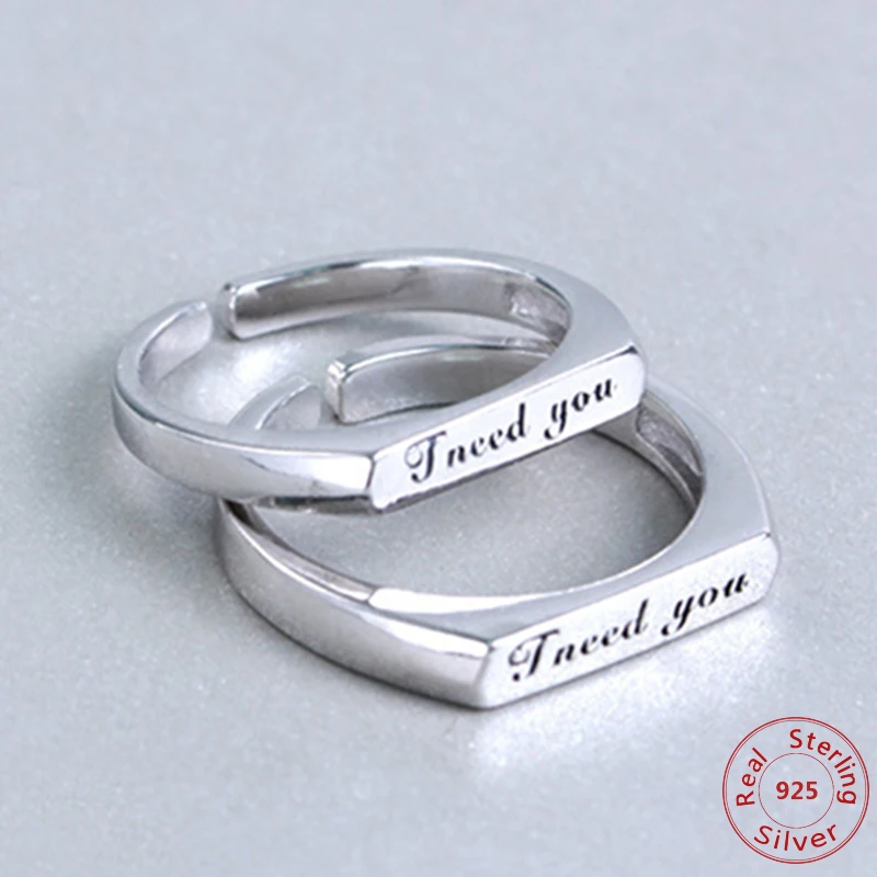 

Solid 925 Sterling Silver Ring Fashion Couples Lovers Band Rings Men Women Smooth High Polishing Wedding Ring For Couples