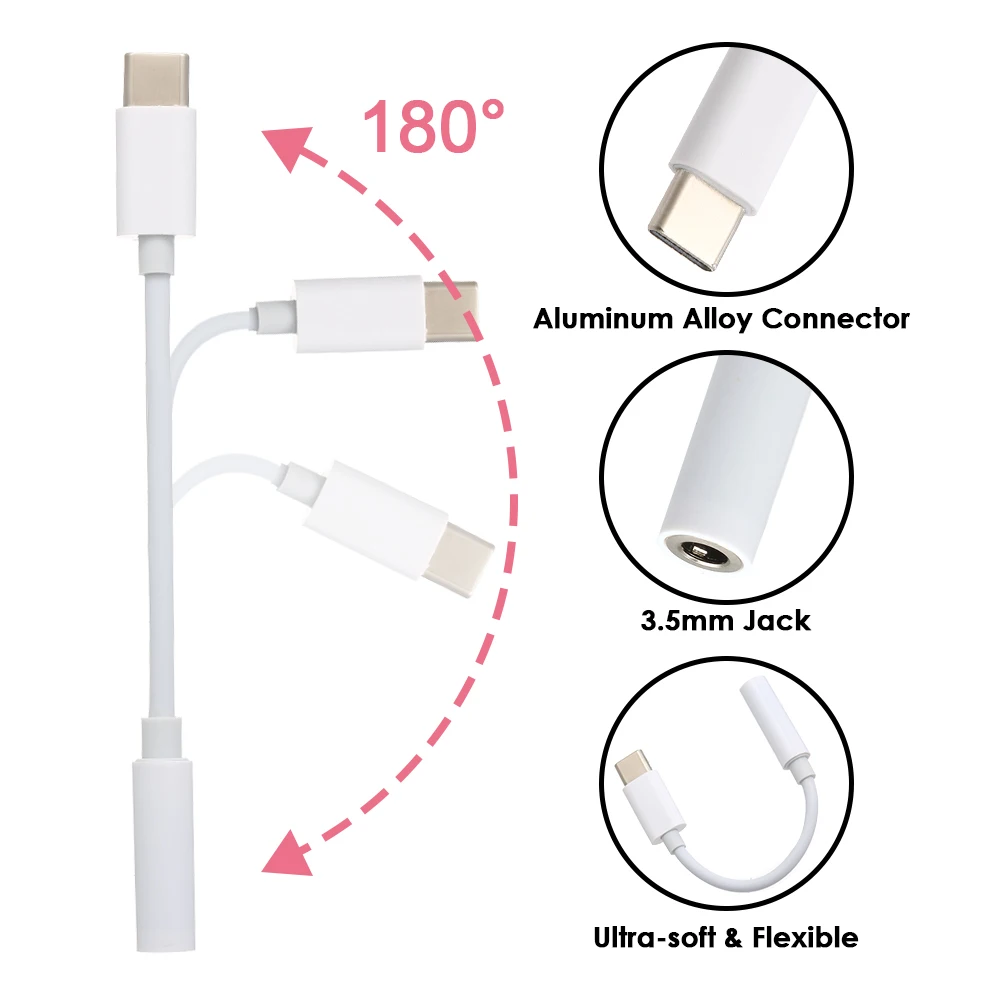 USB C до 3,5 мм адаптер для наушников с цифровой аудио кабель type C Jack адаптер Plug And Play для HUAWEI Xiaomi OPPO SAMSUNG