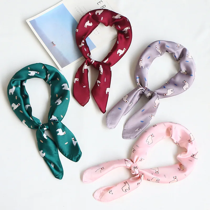 

YOUHAN 2018 Fashion Women Scarf 70*70cm Lovely Puppy Dog Print Small Square Scarf Spring Summer Lady Scraf 4 Colors Head Scarf
