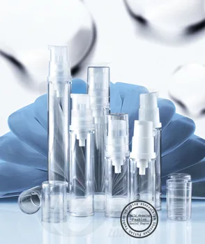 

Free shipping 30pcs/lot, 15ml transparent airless vacuum pump lotion bottle with silver line used for Cosmetic Container