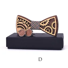 Mantieqingway Мужской деревянный галстук-бабочка галстук набор запонок Шестерня деревянная бабочка для мужской свадебный костюм банты Gravatas галстук узкий галстук