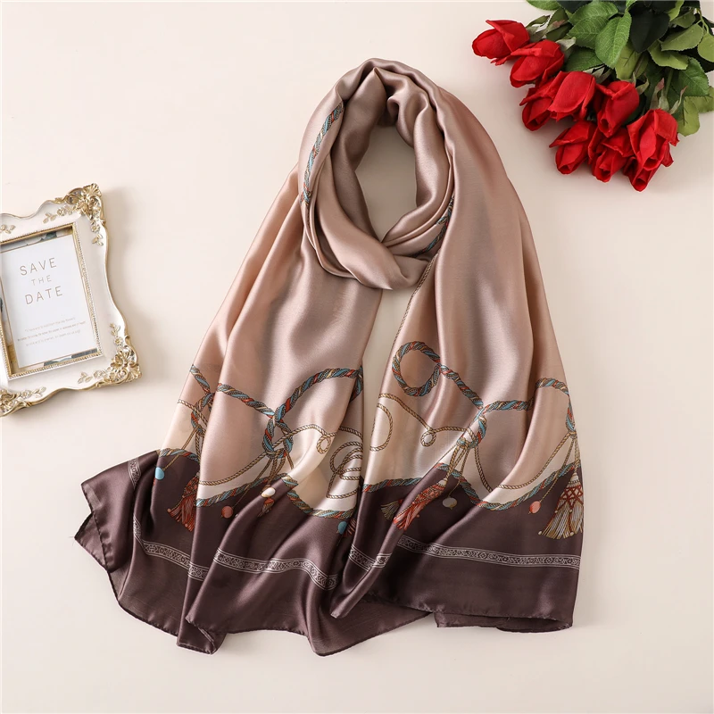 

2019 high quality silk scarf for women shawls and wraps luxury brand pashmina female designer bandana stoles hijab scarves