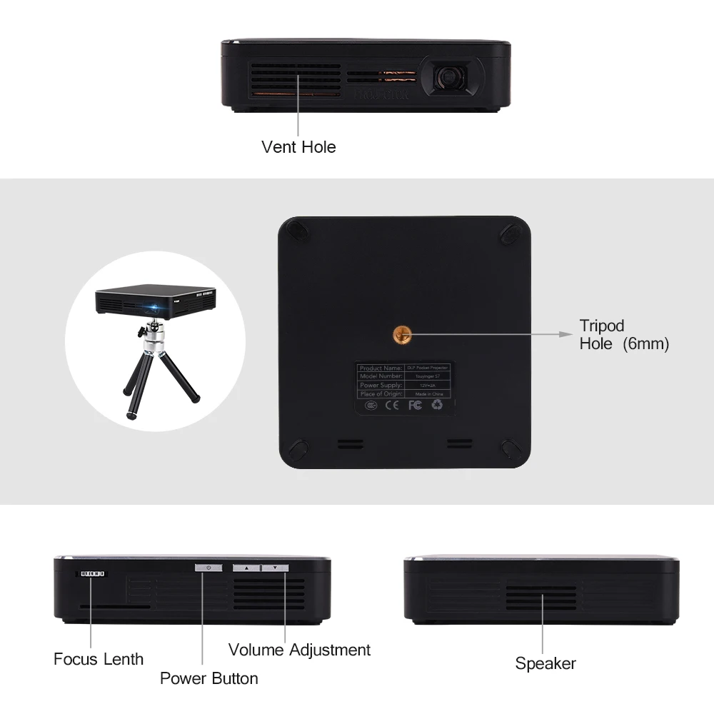 Карманный проектор Touyinger S7 DLP с USB зеркальным отображением портативный для