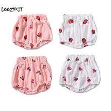 Loozykit/милые шорты с принтом клубники и вишни для маленьких девочек; штаны с цветочным принтом; детская модная одежда