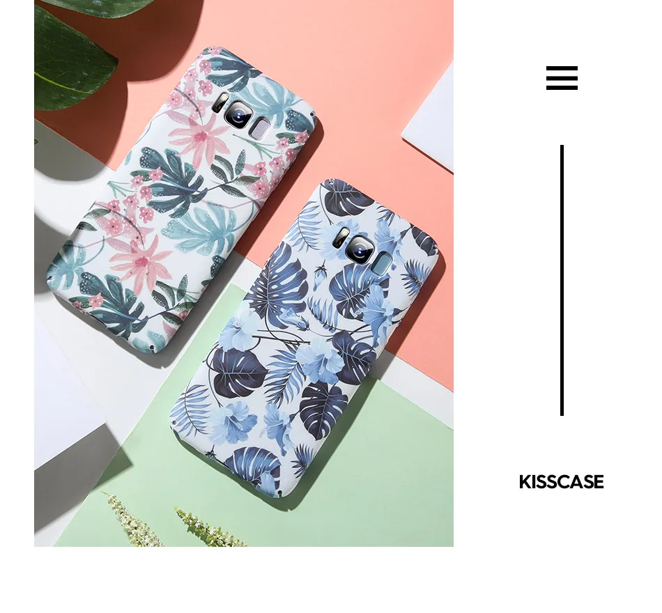 KISSCASE в форме листьев и цветка чехол для samsung Galaxy A5 A7 J3 J5 A6 A7 A8 A9 S8 S9 S10 Plus Note 10+ 8 9 S7 жесткий чехол из поликарбоната