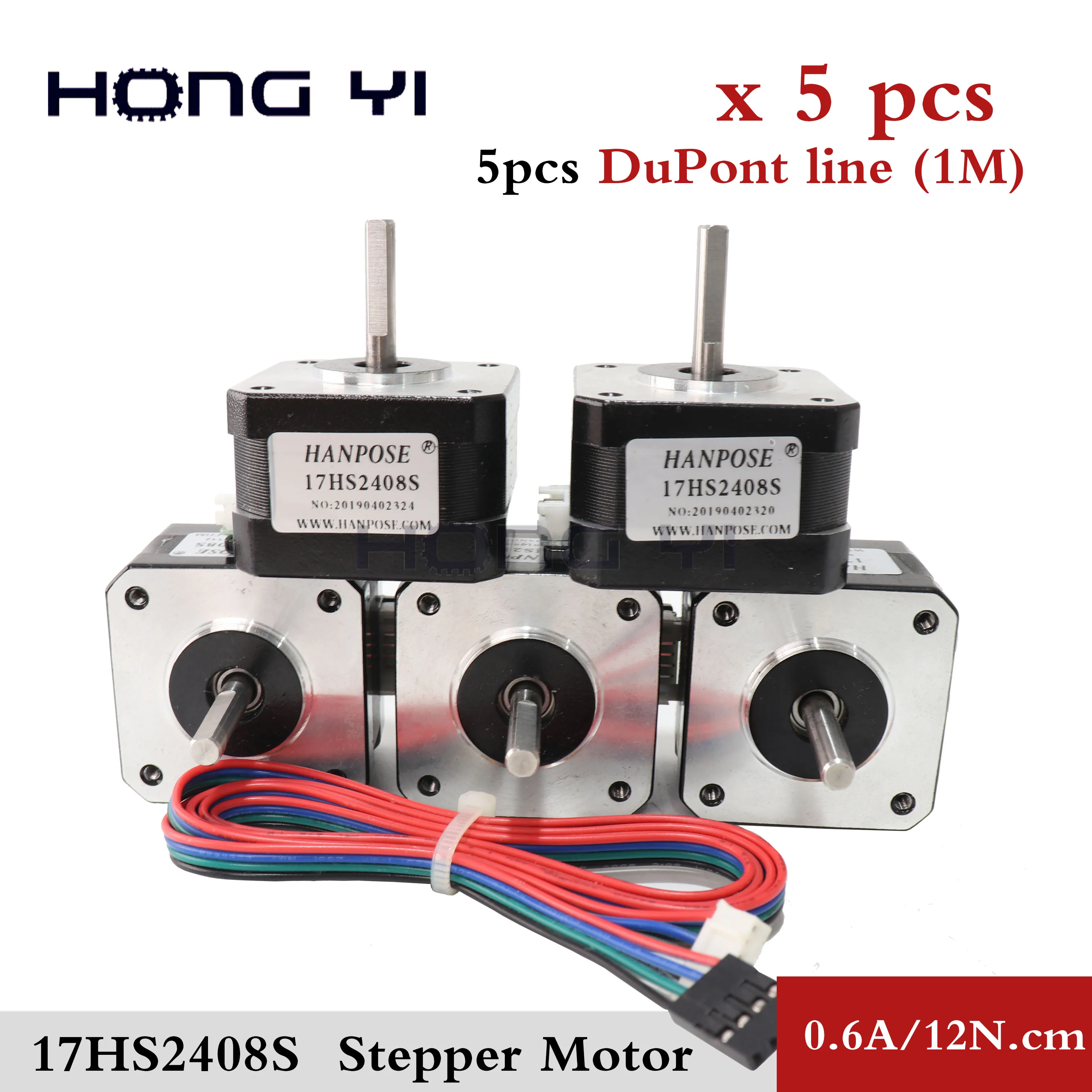 

5 PCS 17HS2408 4-lead Nema 17 Stepper Motor 42 motor 42BYGH 0.6A 12N.cm CE CNC Laser and 3D printer motor