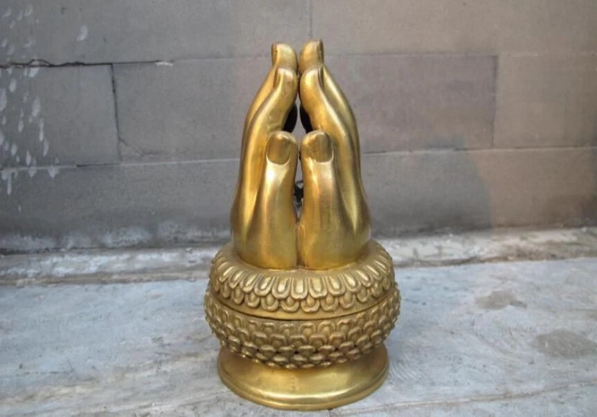 

Tibet Pure Brass Buddhism Tathagata Bodhisattva Buddha Hand Lotus Incense Burner
