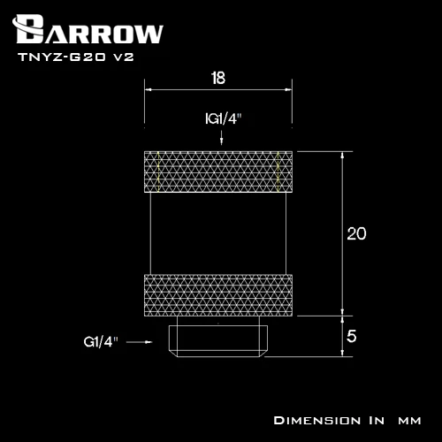 BARROW (удлинить 20 мм) фитинг G1/4 ''M к F удлинитель подключения Переходник штекер