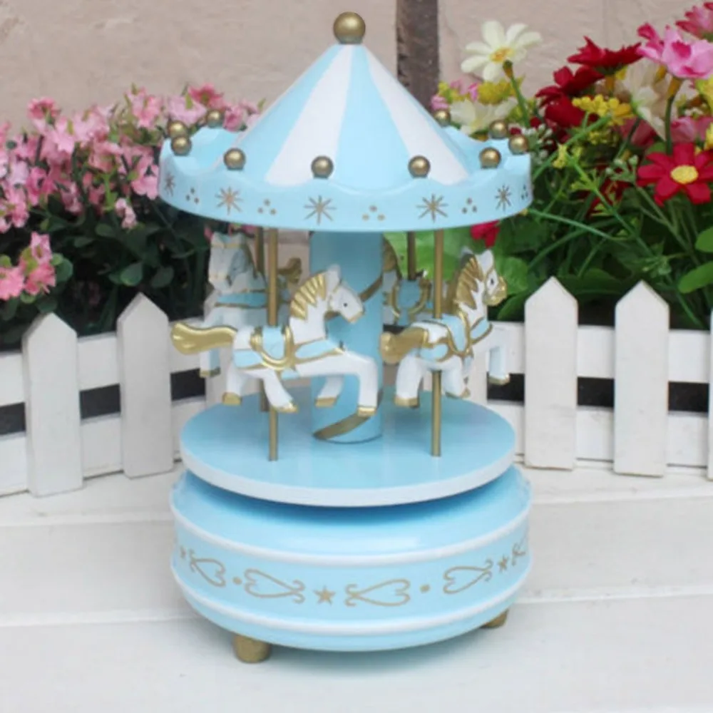 

Merry-Go-Round Wooden Music Box Toy Child Baby Game Home Decor Carousel horse Music Box Christmas Wedding Birthday Gift New