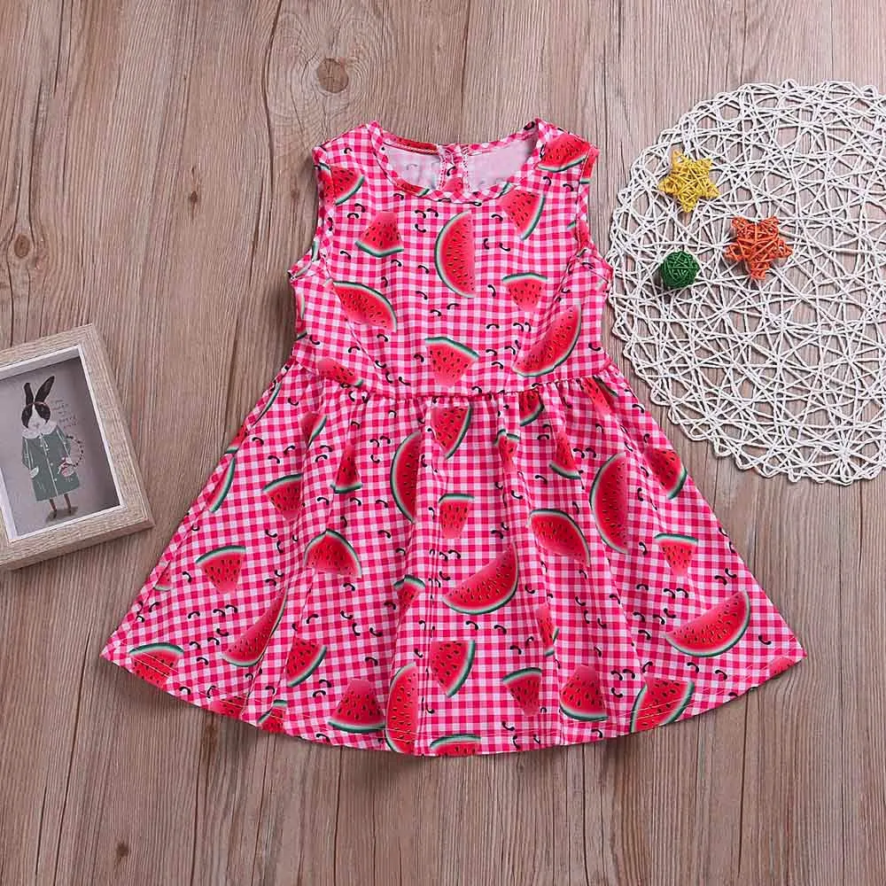 

Children Dresses Kids Baby Girls Watermelon Print Stripes Sleeveless Outfits party dress for kids girl beach summer dress