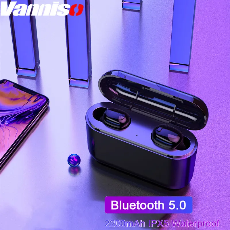 

Vanniso TWS True Wireless Earbuds 5D Stereo Bluetooth Earphones Mini IPX 5 Waterproof Headfrees with 2200mAh Power Bank Earphone