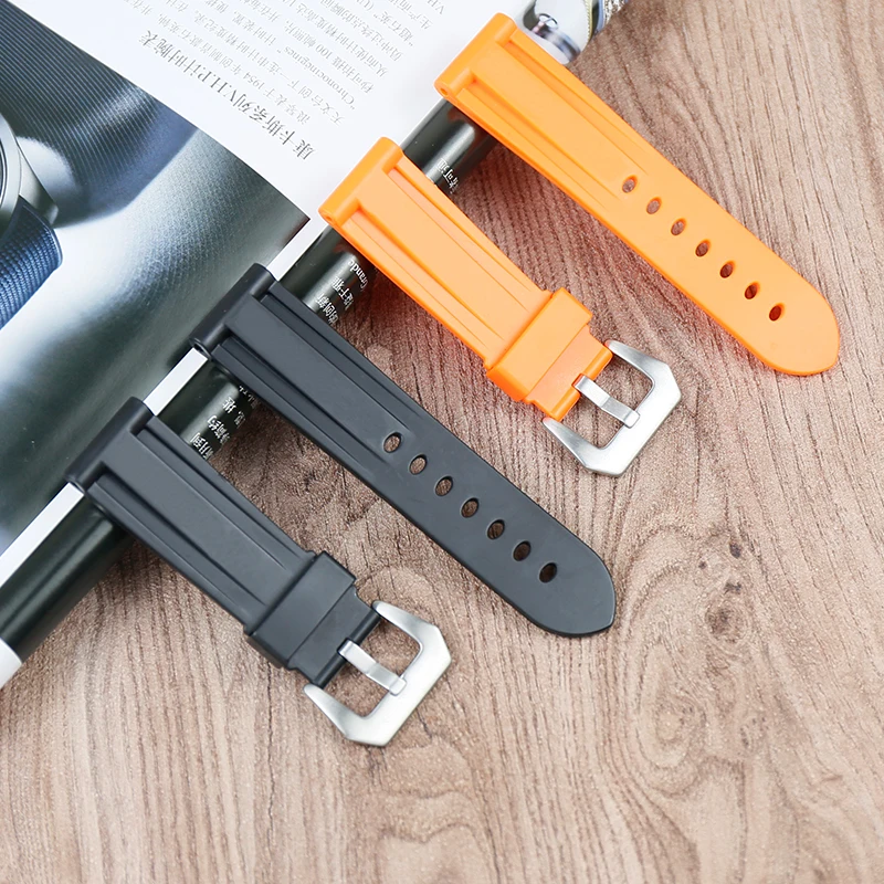 

Men's silicone strap buckle 24mm watch accessories for Panerai PAM111 PAM508 441PAM368 casual sports waterproof strap