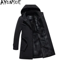AYUNSUE мужское шерстяное пальто, мужское зимнее приталенное черное пальто размера плюс, мужская зимняя куртка, пальто Casaco Masculino Inverno, пальто KJ237