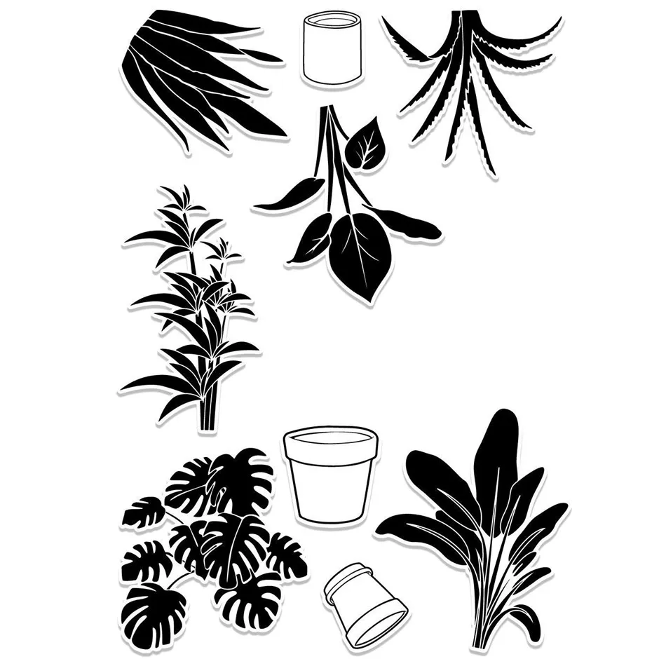 YaMinSanNiO горшок для растений листья металлические режущие штампы и прозрачные штампы Скрапбукинг высечки для изготовления карт тиснение ремесло трафареты