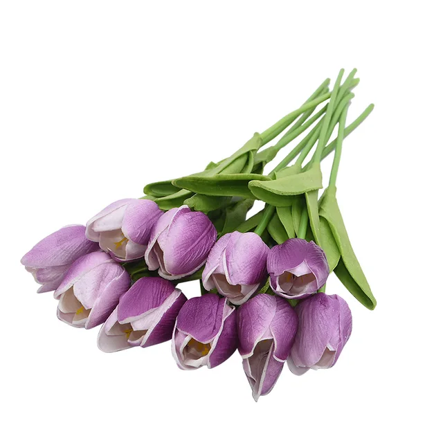 10PCS Tulip Artificial Flower Real Touch Artificial Bouquet Fake Flower for Wedding Decoration Flowers Home Garen Decor L