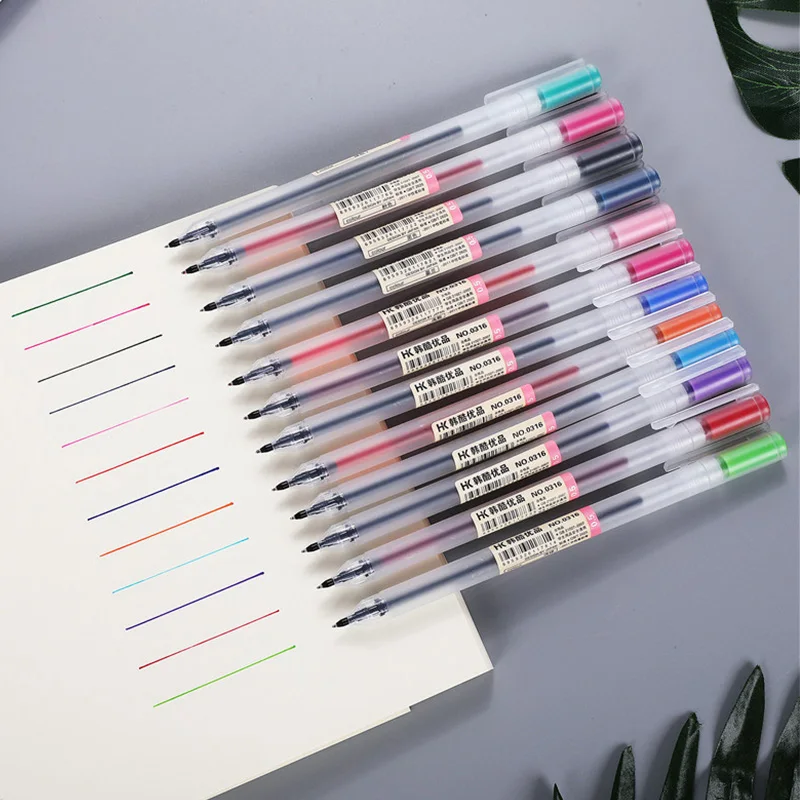 

12pcs/lot Colorful Pen 0.5mm Ink Gel Pen Set for Kid's Drawing Painting Gift School Office Gel Pens Stationery Supplies