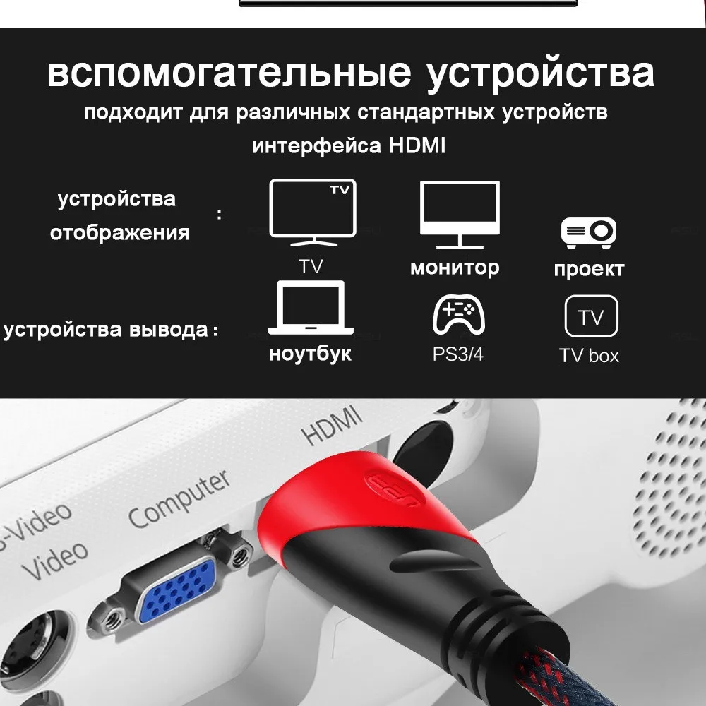 1080 P 3D Нейлон HDMI к HDMI кабель высокоскоростной адаптер Разъем для коммутатора компьютер Ps3/4 проектор монитор HDTV