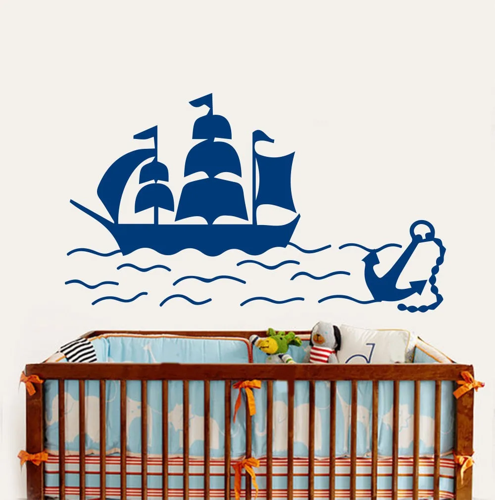Removable Kids Nursery Room Wall Sticker Ship Boat Anchor Sea Nautical