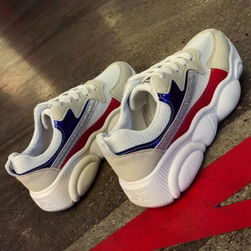 

2019 New Women's Vulcanize Shoes Fashion Comfortable Breathable Mesh Shoes Ladies Casual Lace-up Woman Sneakers big size 41